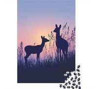 Deer Silhouettes at Sunset, Puzzle Papier 1000 Pièces, 52x38cm/1000pcs