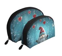 Deer Trousse de maquillage portable (2 pièces), trousse de toilette de voyage zippée pour cosmétiques, Nain de Noël traditionnel, Taille unique