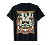 Deer Valley Utah USA Flag Mountain Ski Resort Voyage Art T-Shirt