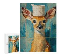 Deer with Toilet Paper Hat-1 Puzzle 1000 Pièces Educa Jouet en Bois Cadeau Unique Décoration Intérieure Jeu Éducatif Challenge Toy Adultes Et Enfants À Partir De 14 Ans 500 PCS