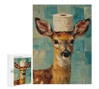 Deer with Toilet Paper Hat Puzzle 1000 Pièces Educa Jouet en Bois Cadeau Unique Décoration Intérieure Jeu Éducatif Challenge Toy Adultes Et Enfants À Partir De 14 Ans 500 PCS