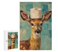 Deer with Toilet Paper Hat Puzzle 1000 Pièces Educa Jouet en Bois Cadeau Unique Décoration Intérieure Jeu Éducatif Challenge Toy Adultes Et Enfants À Partir De 14 Ans 1000 PCS