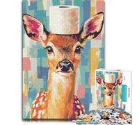 Deer with Toilet Paper Hat Puzzle À Motif 1000pcs (52x38cm) pour Passionnés | Profitez de ce défi puzzle pour adultes les dimanches au calme, pour partager un loisir.