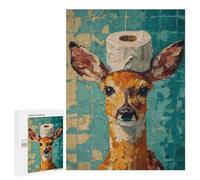 Deer with Toilet Paper on Head Puzzle 1000 Pièces Educa Jouet en Bois Cadeau Unique Décoration Intérieure Jeu Éducatif Challenge Toy Adultes Et Enfants À Partir De 14 Ans 500 PCS