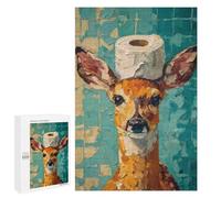 Deer with Toilet Paper on Head Puzzle 1000 Pièces Educa Jouet en Bois Cadeau Unique Décoration Intérieure Jeu Éducatif Challenge Toy Adultes Et Enfants À Partir De 14 Ans 1000 PCS
