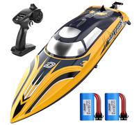 DEERC Bateau radiocommandé rapide de 14" avec LED, 30 minutes de temps de conduite, 20+ MPH, bateau de vitesse télécommandé, auto-montant, pour piscine et lac, peinture à griffes, cadeau d'été pour