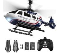 DEERC Helicoptere Telecommande Enfants, RC Militaire de Sauvetage avec Maintien d’Altitude, Décollage/Atterrissage à Une Touche, Lumière LED, Alerte de Batterie Faible, Cadeau pour Garçons