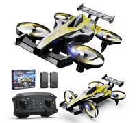 DEERC HT35 Mini Drone RC 2-en-1 pour Enfants, Véhicule Terre-Air avec LED | Dérapage au sol, Flips à 360°, Maintien D’altitude, 3 Vitesses, 2 Batteries, Jouet RC, Cadeau pour Garçons et Filles