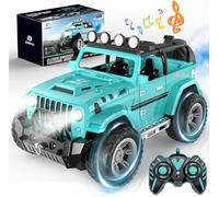 DEERC Voiture télécommandée avec Brume de Brouillard et Musique, Camion télécommandé 1:16 pour garçons, Jouet de Voiture RC 2,4 GHz avec 2 Batteries, Cadeaux SUV Tout Terrain