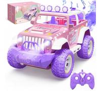 DEERC Voiture télécommandée rose filles avec brouillard et musique, voiture RC 1:16 avec lumières LED pour enfants, camion SUV tout-terrain 2,4 GHz, véhicule de course tout-terrain, jouets pour filles