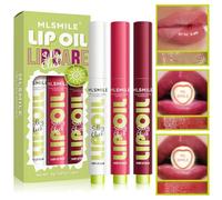 DEERELF Huile à lèvres 3 couleurs, baume à lèvres hydratant et durable, anti-adhésif et à haute teneur en pigments, volumisateur de lèvres léger à l'huile de coco (lot : A)