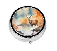 DeerForestReflection Pilulier personnalisé unique - Pilulier de voyage 7 jours AM PM avec motif imprimé complet - Mini organisateur de médicaments plaqué fer