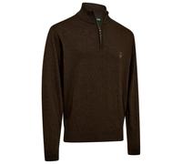 Deerhunter - Harrington Knit with 1/2-Zip - Pull en laine mérinos - S - brown melange