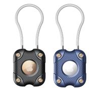 DEERLET Lot de 2 porte-clés Airtag avec câble métallique, verrouillage sécurisé, étanchéité IPX7, coque de protection rigide à 360° pour étiquette Air Tag Apple pour porte-clés, voiture, bagages