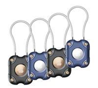 Deerlet Lot de 4 Supports Airtag avec câble métallique, Verrouillage sécurisé, étanchéité IPX7, Coque de Protection Rigide à 360° pour étiquette Air Tag Apple pour Porte-clés, Voiture, Bagage