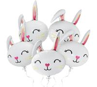 Deermon Jolis ballons blancs en forme de tête de lapin en mylar pour fête prénatale, anniversaire, Pâques, décoration de fête
