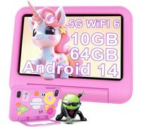 DEERTiME Tablette Enfants 7 Pouces Android 14 Tablette avec 10Go RAM+64Go ROM(TF 1To),ContrÃle Parental,WiFi 6, Bluetooth 5.0, Quad-Core,Tablette Tactile Educative -Rose