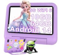 DEERTiME Tablette Enfants 7 Pouces Android 14 Tablette avec 10Go RAM+64Go ROM(TF 1To),ContrÃle Parental,WiFi 6, Bluetooth 5.0, Quad-Core,Tablette Tactile Educative -Violet