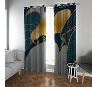 Deertweet Home Gray Background Pink Flower Blackout Curtains Drapes Thermal Insulated Grommet Top Night View Full Room Darkening Curtains Extra Long H225xB140