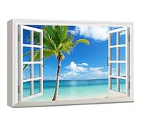 Deertweet Home Palmier Plage Tropicale Enveloppé Toile Impression Fenêtre Paysage Chambre Décor Moderne Paysage Naturel Affiche D'été Décor À La Maison 25x35cm(9.8"x13.7") cadre intérieur