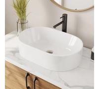 DeerValley Lavabo en céramique pour lavabo à la main, lavabo blanc brillant pour salle de bain, toilettes, meuble-lavabo, 56 x 36 x 15 cm