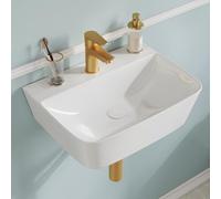 DeerValley Petit Lavabo invité wc mural, Vasque rectangulaire en céramique, Blanc moderne, Installation murale ou sur plan, Sans trop-plein, Avec trou pour robinet, 41×32×12 cm