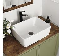 DeerValley Vasque à Poser Lavabo Rectangulaire Blanc 40.5 x 30.5 x 13 cm | Lavabo à Poser, Céramique Résistante, Émail Anti-taches, Surface Lisse, Nettoyage Facile, WC invités