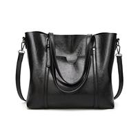 DEERWORD Femme Sac a Bandouliere Sacs à Main Portés épaule Feminin Cabas Original PU Cuir 5399 1pc ensemble Noir