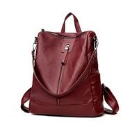 DEERWORD Femme Sac a Dos Sacs à Main Portés Bandouliere Feminin Ados Original PU Cuir 5410 1pc ensemble Rouge Vineux V1