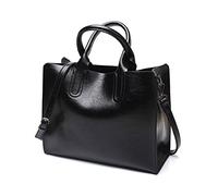 DEERWORD Femme Sac a épaule Sacs à Main Portés Bandouliere Feminin Cabas Original PU Cuir 5502 1pc ensemble Noir V3