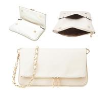 DEERWORD Femme Sac a épaule Sacs à Main Portés Bandouliere Feminin Cabas Original PU Cuir 79101 1pc ensemble Blanc V4