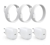 DEESOOCO Chargeur USB C 25W avec Câble de Charge, Prise USB C, Chargeur Rapide Adaptateur - Compatible avec i-Phone 17/16/15/14/13/12, i-Pad, Samsung Galaxy S25 Ultra/S24/S23/S22/Note20(3 Pack+Cable)