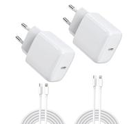 DEESOOCO Chargeur USB C 25W avec Câble de Charge, Prise USB C, Chargeur Rapide Adaptateur - Compatible avec i-Phone 17/16/15/14/13/12, i-Pad, Samsung Galaxy S25 Ultra/S24/S23/S22/Note20(2 Pack+Cable)