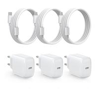 DEESOOCO Chargeur USB C 25W avec Câble de Charge, Prise USB C, Chargeur Rapide Adaptateur - Compatible avec i-Phone 17/16/15/14/13/12, i-Pad, Samsung Galaxy S25 Ultra/S24/S23/S22/Note20(3 Pack+Cable)