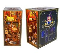 DEESOSPRO DIY Book Nook Kit, Maisons de Poupées Miniatures Kit, Puzzle 3D en Bois Coin Bibliothèque Décor Créativité Modèles Réduits avec Lumière LED, Diorama Modélisme pour Adultes, Maison Magique