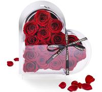 DEESOSPRO® Rose Eternelle Cœur Boîtes pour Femme, Fleur Eternelle Cadeau Fête des Mères, Cadeau de Saint Valentin, Cadeau d'anniversaire pour Fille/Femme/Petite Amie