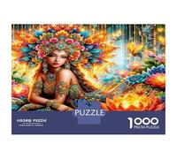 Déesse à la Fleur de Lotus 1000 Pièces Coffret Puzzle Grâce sacrée vibrante Puzzle Carton Extra-épais - Anti-Stress Voyage, Noël Cadeau 12+, Entraînement Cérébral Sympa 38x26cm/1000pcs