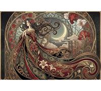 Déesse Art Nouveau Mucha Puzzle 1000 Pièces Adultes Et Enfants,Casse-tête,Dès 14 Ans,Déco Murale,Jeu Éducatif,Premium,Carton, Anti-Stress,Détente,Défi 38x26cm