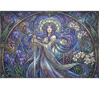 Déesse Art Nouveau Mucha Puzzle 1000 Pièces Adultes Et Enfants,Premium,Carton,Casse-tête,Déco Murale,Jeu Éducatif,Dès 14 Ans,Anti-Stress,Détente,Défi,Cadeau 52x38cm