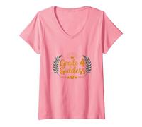 Déesse de 4e année : succès élémentaire de la Couronne Royale T-Shirt avec Col en V, Femme, Rose, L