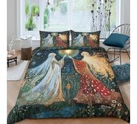 Déesse de la Lune et des Étoiles Parure Microfibre Style d'art Populaire Russe Ensemble De Housse De Couette Imprimé 3D Taie d'oreiller, pour Adultes Enfants Filles Garçon Double（200x200cm）