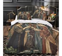 Déesse de la mythologie Nordique 3 Pcs Couverture De Couette Doux Literie Set en Microfibre 3D Imprimé Illustration Art Nouveau avec Taies d'oreiller pour Filles Garçon Super King（260x220cm）