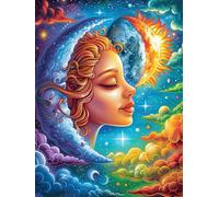 Déesse du soleil et de la lune dans un ciel magique 500 Pièces Puzzle Adulte En Carton Épais Faune sauvage et animaux de compagnie Activité Manuelle Éducative Anti-Stress Cadeau Créatif Fête Des Mères