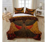 Déesse Égypte Antique Housse de Couette Fermeture Éclair, Histoire Culture Égypte Traditionnel Parure de Lit 2 Personnes Literie 280x240 Microfibre avec Fermeture Éclair et 2 Taies D'oreiller 80x80 cm