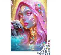 Déesse éléphant 1000 Pièces Puzzle pour Adultes Jeu Stimulant Puzzle Anti-Stress Entraîner La Mémoire du Cerveau pour Toute La Famille, Cadeaux pour Femmes, Cadeaux pour Hommes 300pcs (40x28cm)