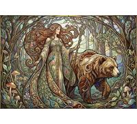 Déesse Ours Brun Art Nouveau Puzzle 1000 Pièces Adultes Et Enfants,Déco Murale,Jeu Éducatif, Premium,Carton,Dès 14 Ans,Défi,Anti-Stress,Détente,Casse-tête 52x38cm