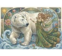 Déesse Ours Polaire Art Nouveau Mucha Puzzle en Bois 500 Pièces Adultes Et Enfants,Premium,Bois,Casse-tête,Jeu Éducatif,Déco Murale, Dès 14 Ans,Anti-Stress,Détente,Défi (52x38cm)