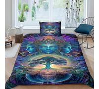 Déesse psychédélique 3D Imprimé Acid Queen Housse De Couette Housses De Couettes Pour Adultes Et Enfants Parure De Lit Microfibr E Avec Fermeture À Glissière Avec Taies 3 Pièces Single（135x200cm）