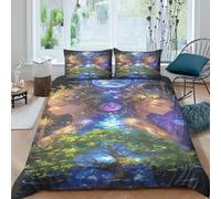 Déesse psychédélique Housse De Couette Pour Adultes Et Enfants 3D Imprimé Reine des acides Housses De Couettes E Avec Fermeture À Glissière Parure De Lit Microfibr Avec Taies 3 Pièces King（220x240cm）