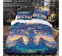 Déesse psychédélique Pour Adultes Et Enfants Housse De Couette Housses De Couettes 3D Imprimé Reines Microfibr E Avec Fermeture À Glissière Avec Taies Parure De Lit 3 Pièces Single（140x200cm）